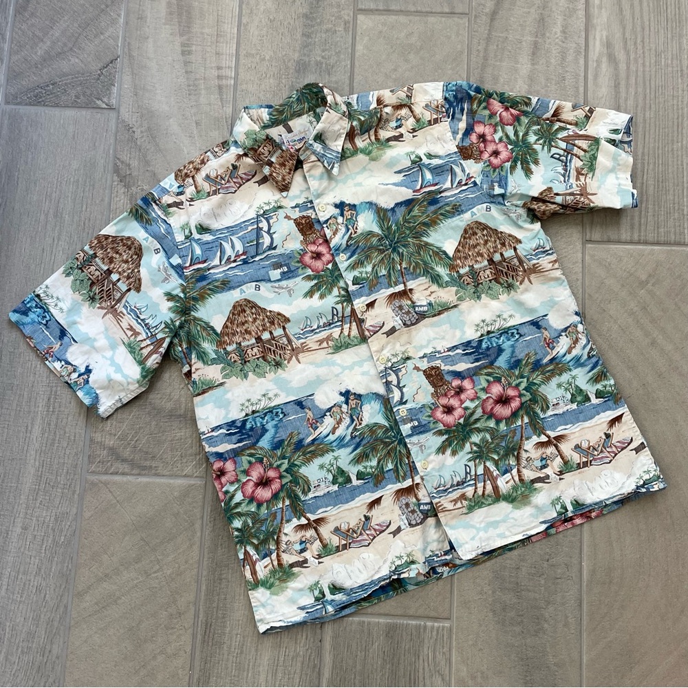 Vintage Reyn Spooner Hawaiian Button Down Short Sleeve Reverse Print Large